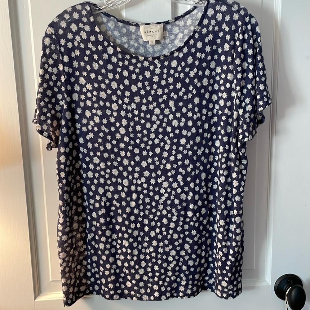 ADORABLE! Super sweet NWOT feminine Sézane linen ditzy floral T-shirt top M 🦋